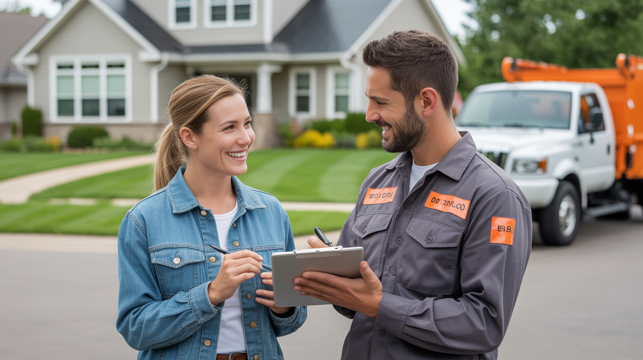 Junk removal professional providing transparent pricing estimate to Minneapolis homeowner